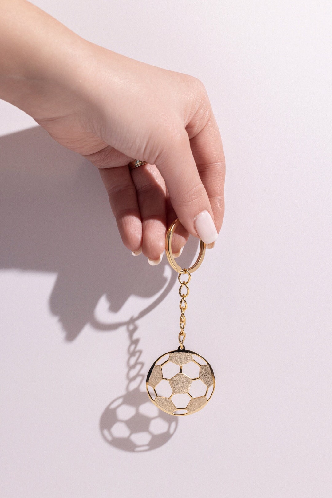 Soccor Player Gift Idea Ball Player Keychain Football Silver Plated Key ...