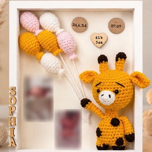 Gepersonaliseerd gehaakt baby dierenframe | Dierenballonnen babykamerdecoratie, aandenken