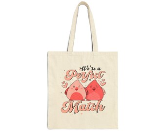 We zijn een perfecte match Tote Bag, prachtige alledaagse draagtas, perfect Valentijnsdagcadeau, verjaardagscadeau, cadeau voor haar, Groovy Tote bag