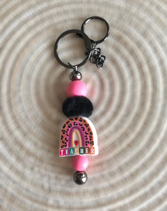 Beaded teacher keychain, teacher accessories, teacher gifts, keychains