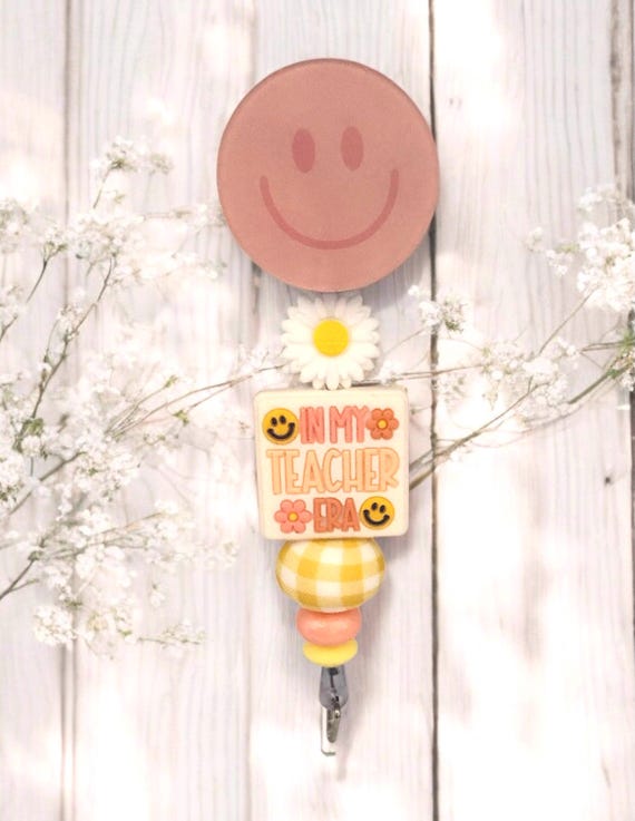 Beaded Teacher badge reel