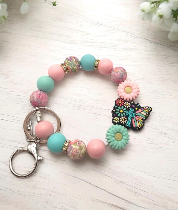 Beaded wristlet, wristlet keychain, phone charm