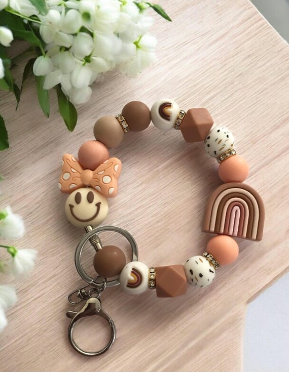 Beaded keychain wristlet, boho accessories, phone charm