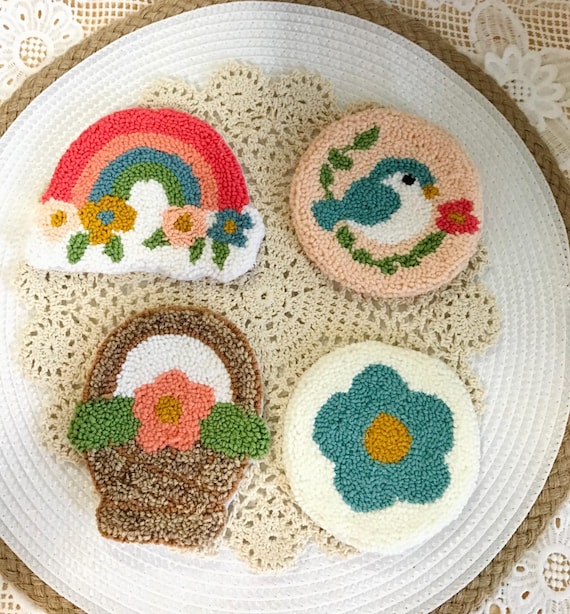 Punch needle coasters/ mug rugs