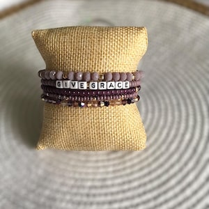Purple tone bracelet stack, beaded bracelets, elastic stretch bracelets, jewelry accessories, beaded jewelry, beaded bracelets