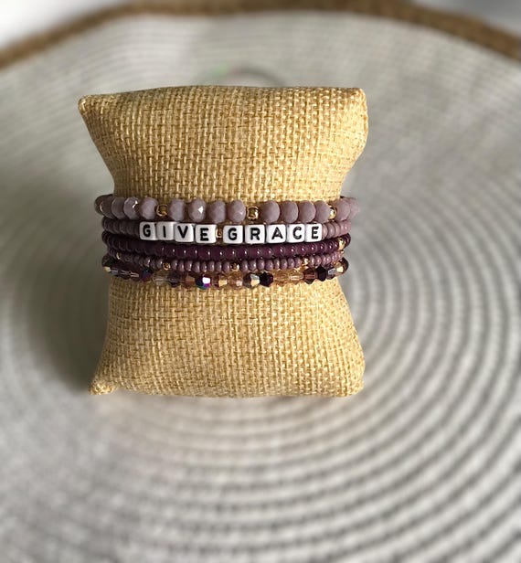 Purple tone bracelet stack, beaded bracelets, elastic stretch bracelets, jewelry accessories, beaded jewelry, beaded bracelets
