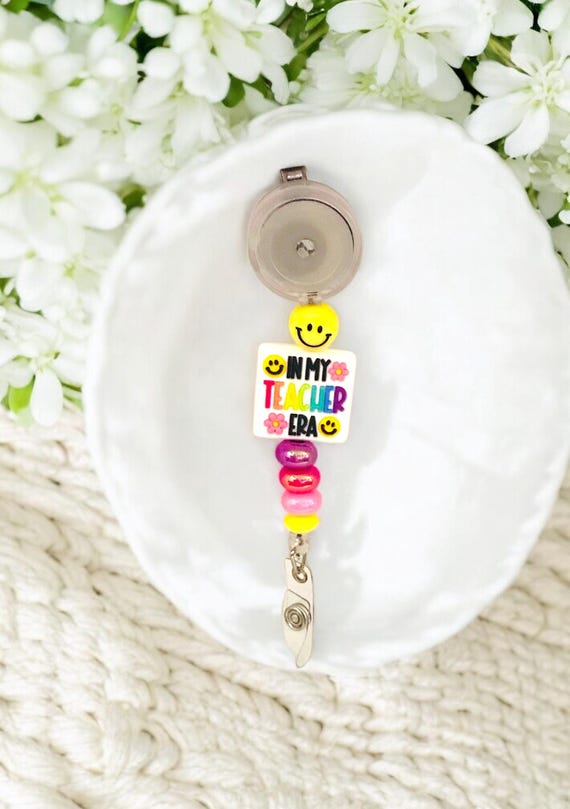 Beaded Teacher badge reel