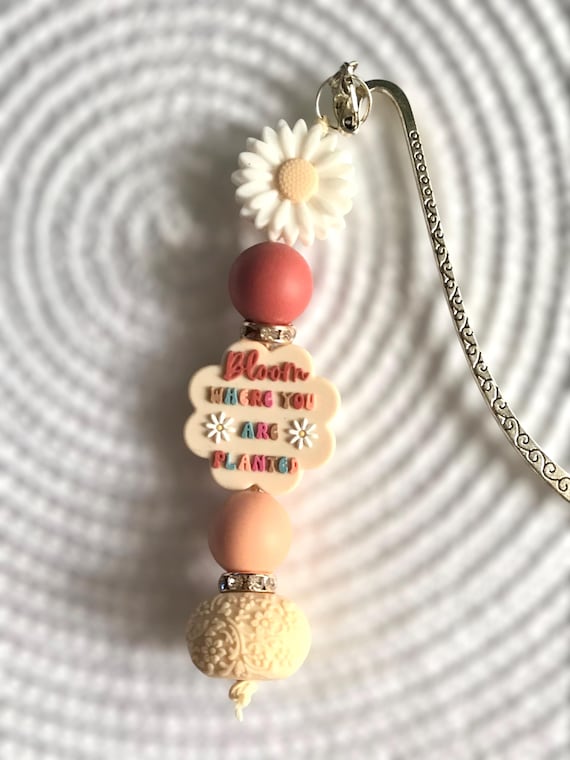 Religious bookmark, beaded bookmark, bloom where planted, floral bookmark, handmade bookmark, planner accessories, journal accessories