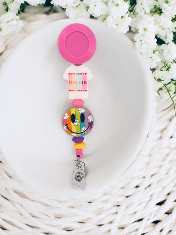 Beaded Teacher badge reel