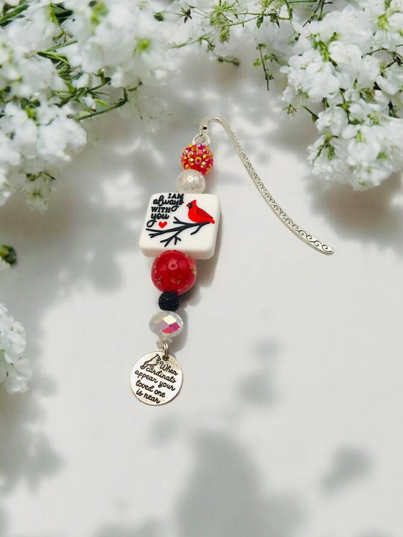 Cardinal beaded bookmark, book accessories