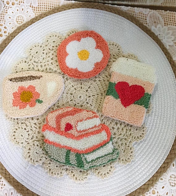 Punch needle coasters, mug rugs