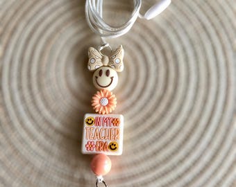 Beaded Teacher Lanyard, Silicone Bead Accessory