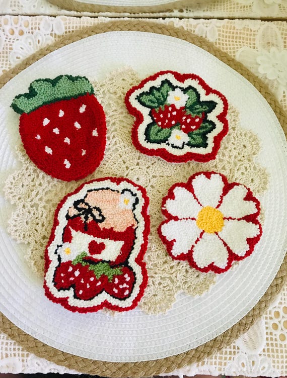 Punch Needle Coasters, Mug rugs