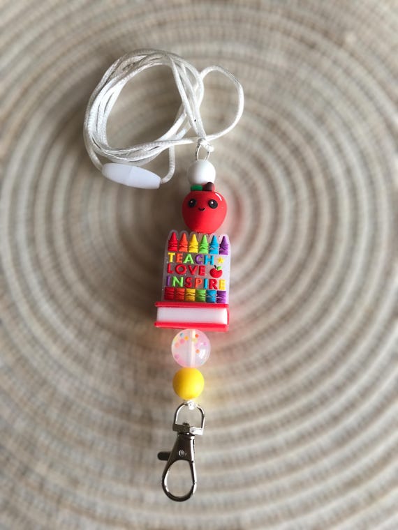 Beaded teacher lanyard, teacher accessories, teacher gifts, badge holders