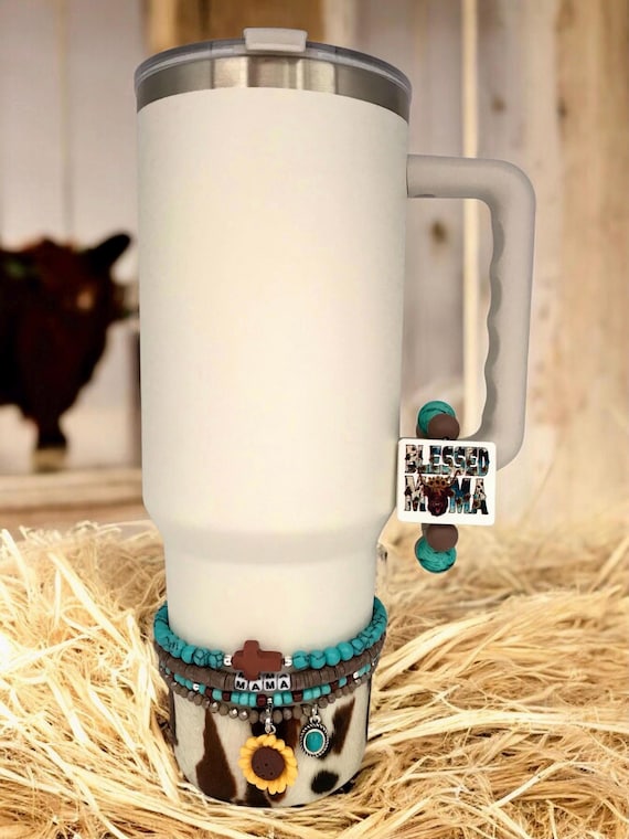 Decorated tumbler, tumbler charms and accessories