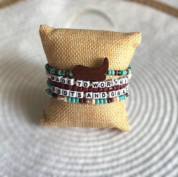 Turquoise and brown bracelet stack, bracelets, beaded bracelets, cowgirl theme bracelets, beaded bracelet stacks, jewelry, accessories