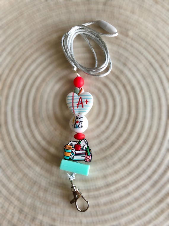 Beaded Teacher lanyards, teacher accessories, badge holders