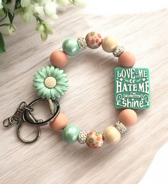 Beaded keychain wristlet, phone charm