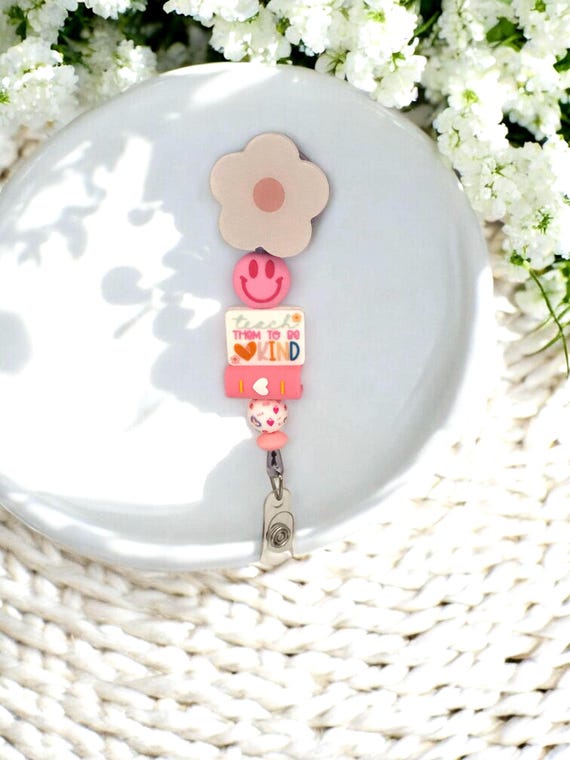 Beaded Teacher badge reel