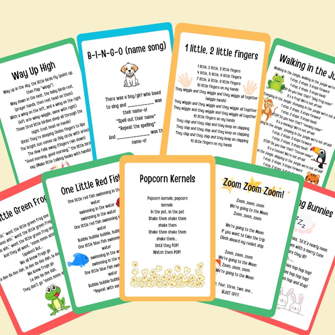 Nursery Rhymes Song Cards: Preschool & Kindergarten Circle Time ...