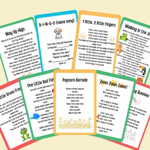Comptines pour la maternelle et chansons pour l'heure du cercle à téléchargement numérique, chansons pour enfants d'âge préscolaire, cartes de chansons, chansons pour l'école maternelle