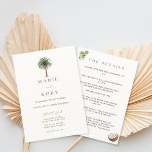 Lot de modèles de mariage palmier | Forfait mariage Floride | Lot de modèles d'invitations de mariage sur le thème de la plage | Palmier