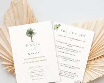 Palm Tree Wedding Template Bundle| Florida Wedding Bundle | Beach themed wedding invitation template bundle| Palm Tree