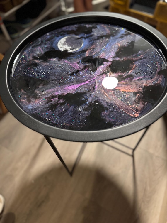 Gothic Galaxy Resin Table – Handcrafted Cosmic Art Coffee Table