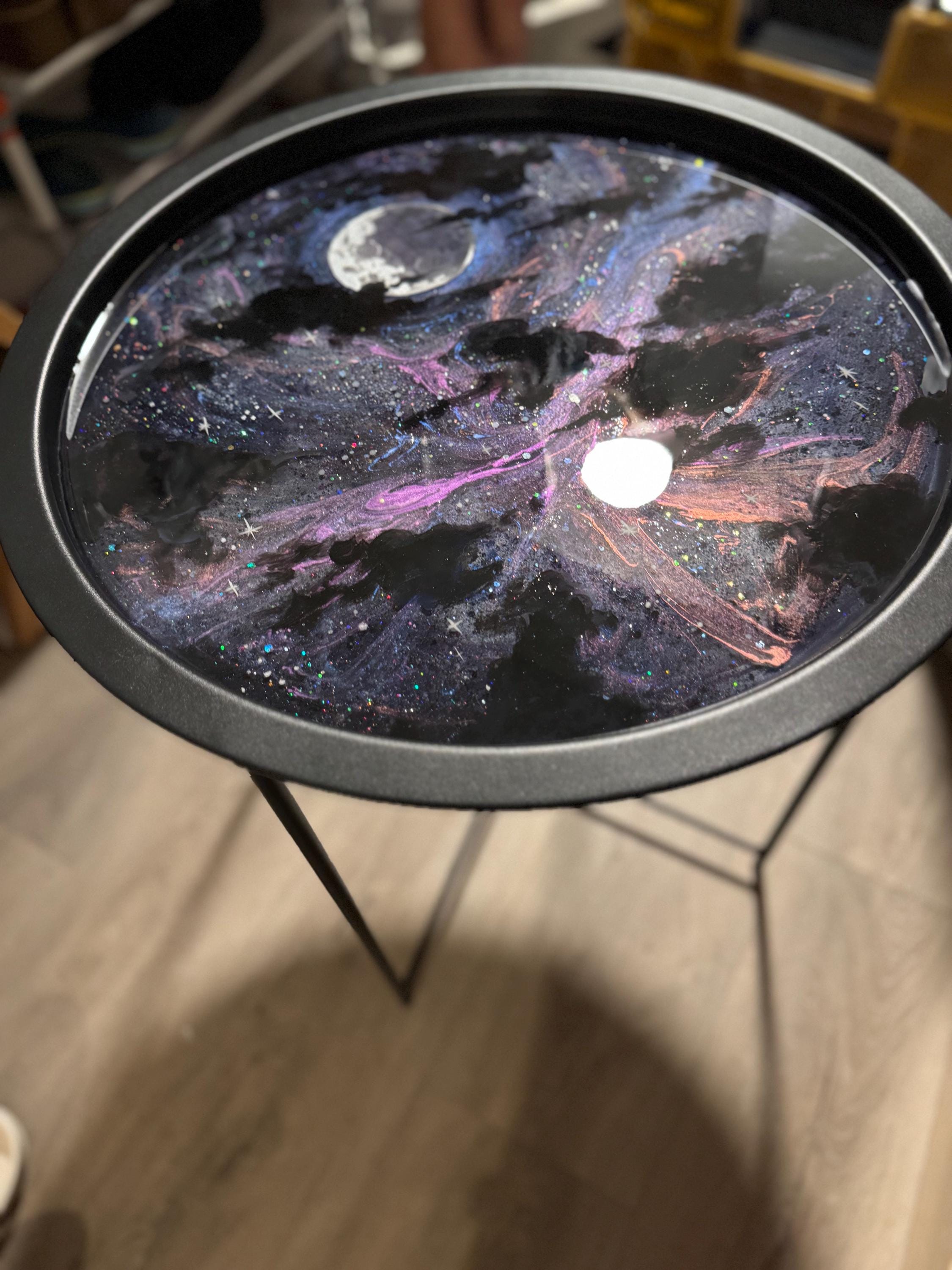 Gothic Galaxy Resin Table – Handcrafted Cosmic Art Coffee Table