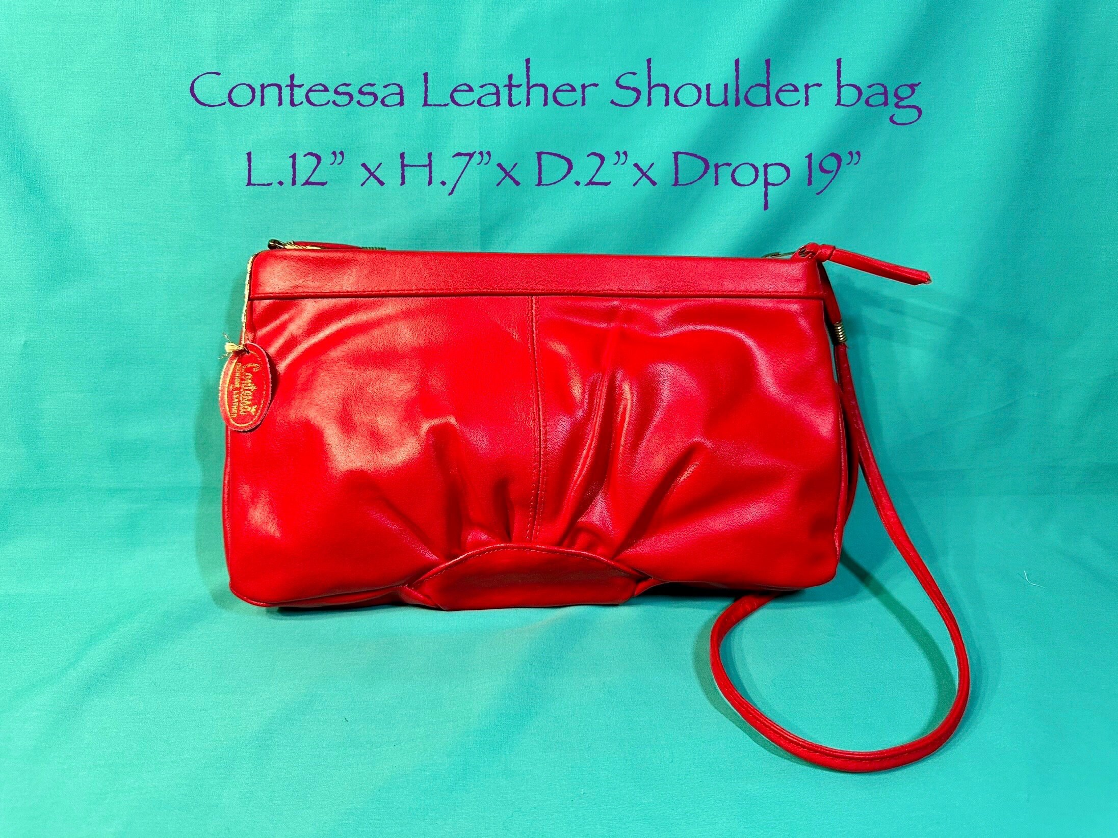 Vintage 1970s1980s Red Leather Contessa Shoulder Bag Detachable Strap