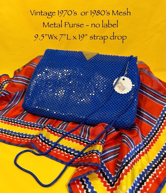 Vintage 1980’s Blue  Metal Mesh Fashion Purse with