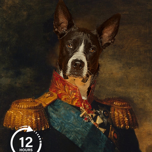 Custom Pet Portrait Painting Canvas, Renaissance Dog Portrait from Photo, Royal Pet King Portrait Painting Digital Art, Portrait Art Design