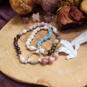 Aphrodite Prayer Beads, Venus Goddess of Love and Beauty Hand-Knotted Rosary with Rare Gemstones