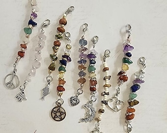 Protective Zipper Trinkets- Healing Purse Charms-Crystal Glamour-Metaphysical Charms, Chakra Jewelry,