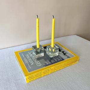 vintage cube candle holders - glass candlesticks