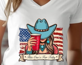 Camiseta con cuello en V "This One's for Toby" / Camiseta de homenaje a Toby Keith, Camiseta con cuello en V de música country, En memoria de Toby Keith, Merchandising de Toby Keith, Camiseta de concierto