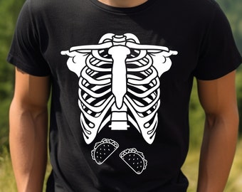 Taco Skeleton Halloween Shirt | Adult halloween costume dad halloween t-shirts teacher halloween shirt pregnancy reveal for dad