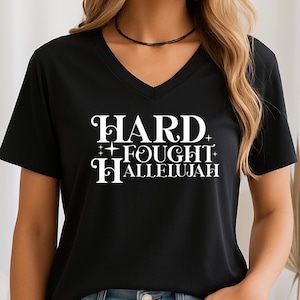 Hard Fought Hallelujah Shirt, Bible Verse Shirt, Religious Shirt, Jesus Lover Shirt, Retro Christian Shirt, Christian Apparel