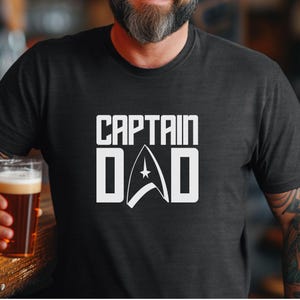 Captain Dad Unisex Heavy Cotton Tee | Father&#39;s Day Gift, Geeky T-Shirt, Star Trek Inspired Apparel, Funny Dad Shirt, Casual Wear