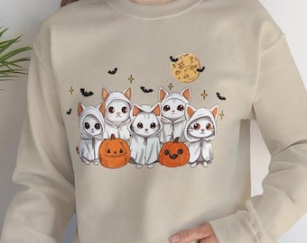 Halloween Cat Ghost Sweatshirt | Ghost cat shirt cat ghost spooky cat shirt cat Halloween shirt Halloween cat shirt Cat Halloween sweatshirt