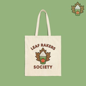 LRS Fall (Multi Color) Printed Cotton Canvas Tote Bag - Leaf Rakers Society / Fall Tote / Market Tote / Autumn Tote / Pumpkin Spice Tote 1