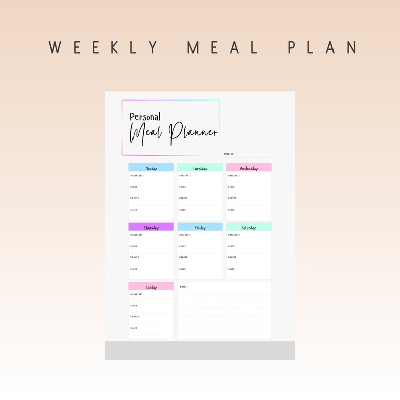 Colorful Meal Plan Bundle - Etsy