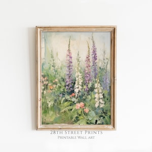 Snapdragon Flower Garden Painting: Vintage Spring Art Print (Digital Download)