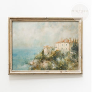 Printable Coastal Ocean Landscape Vintage Oil Painting, Vintage Wall Art Digital Download,  Printable Wall Art, Digital Art Print