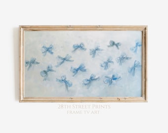 Blue Bows Frame TV Art: Coquette Baby Shower Decor (Digital Download)