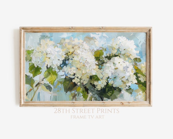 White Hydrangea Spring Art for Frame TV (Digital Download)
