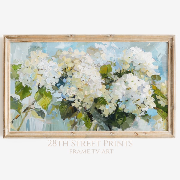 Frame TV Spring Art, Spring Digital Download, White Hydrangea Flowers Digital Download Frame TV Art, Samsung Frame TV Spring Art Frame Tv