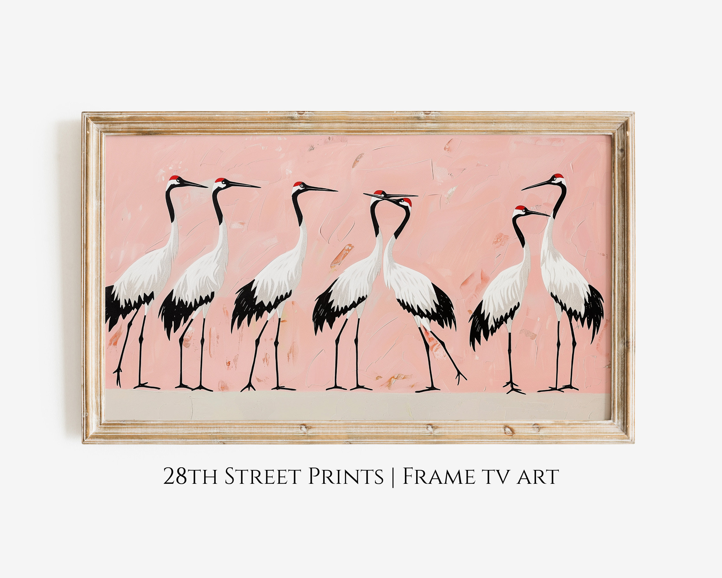 Crane Frame TV Art: Trendy Pink Summer Design Baby Shower (Digital Download)