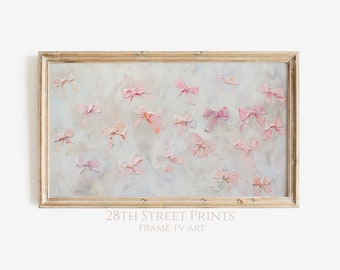 Frame TV Art | Pink Bows Digital Download | Cute Bow Art | Digital TV Art | Coquette Girls Wall Art Samsung Frame TV Baby Shower Art