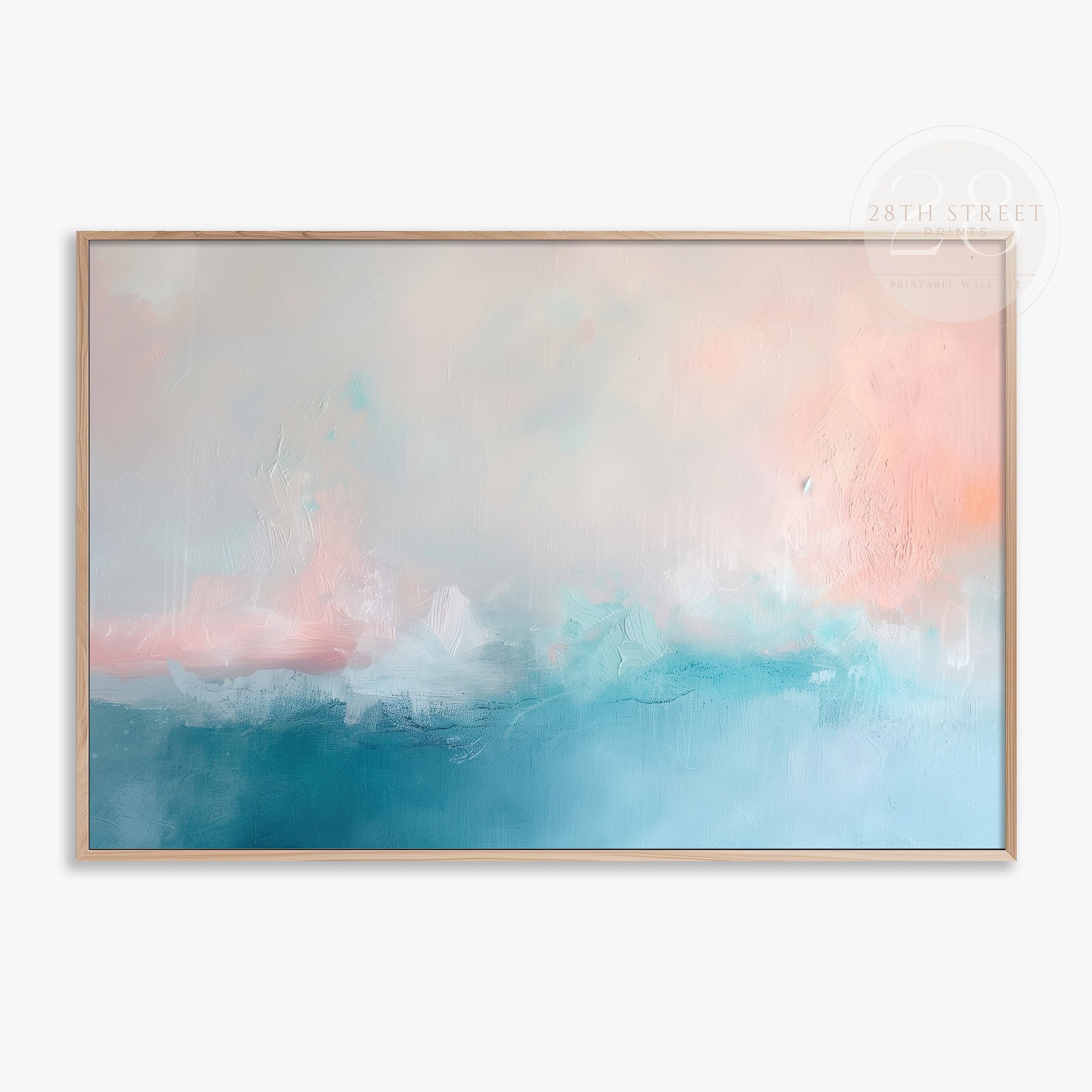 パステル抽象風景画：綿菓子雲油絵（デジタルダウンロード） - Etsy 日本